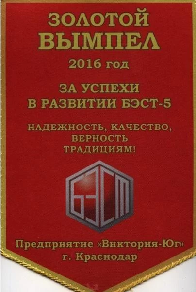 Золотой вымпел за успехи в 2016 г. - заслуги «БЭСТ5-Аптека»